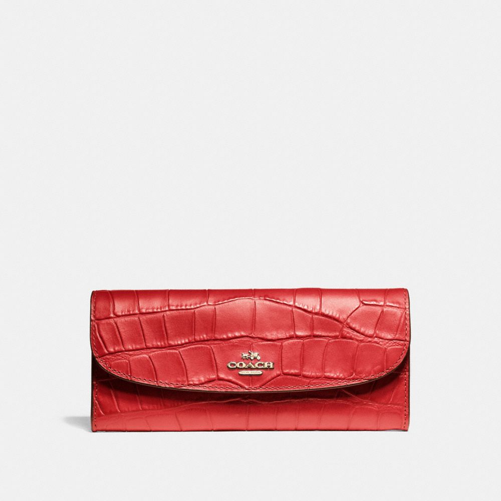 COACH SOFT WALLET - IMITATION GOLD/TRUE RED - f21830