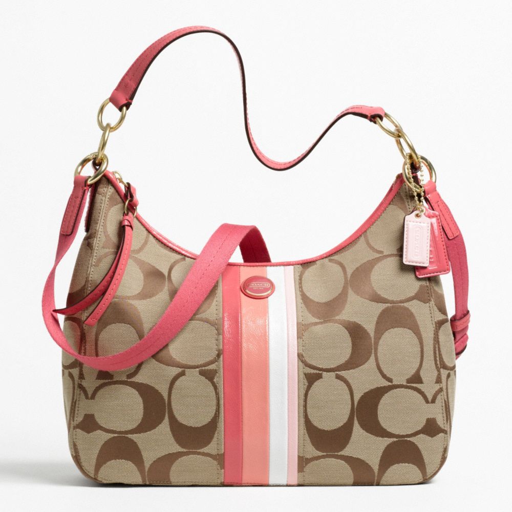 COACH SIGNATURE STRIPE MULTI STRIPE CONVERTIBLE HOBO - ONE COLOR - F21923