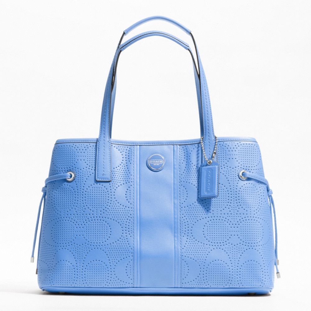 COACH f21938 SIGNATURE STRIPE PERFORATED CARRYALL 