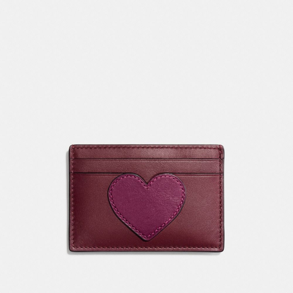 COACH F22132 - HEART FLAT CARD CASE IN REFINED CALF LEATHER SILVER/MULTICOLOR 1