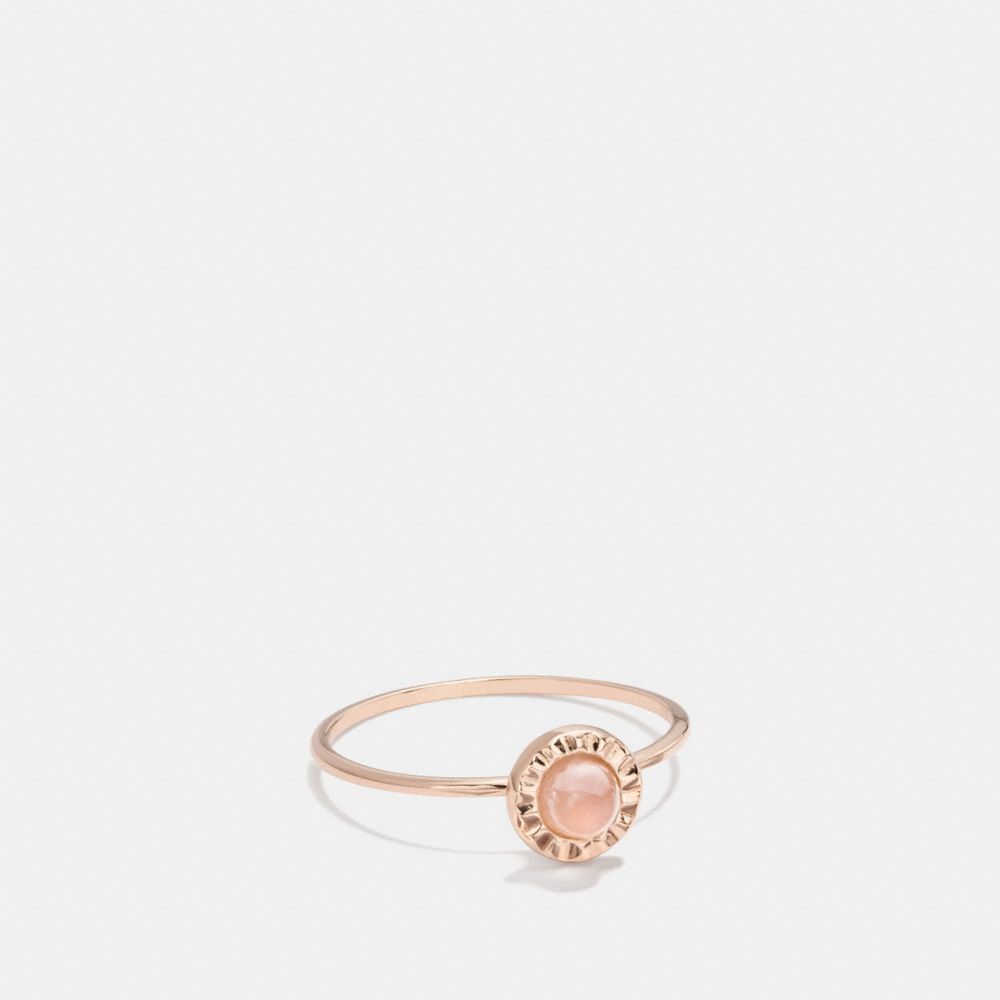 STERLING SILVER SUNBURST STONE RING - PINK QUARTZ/ROSEGOLD - COACH F22152