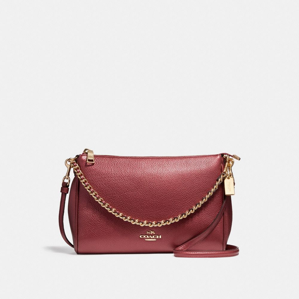 COACH F22207 - CARRIE CROSSBODY LIGHT GOLD/METALLIC CHERRY