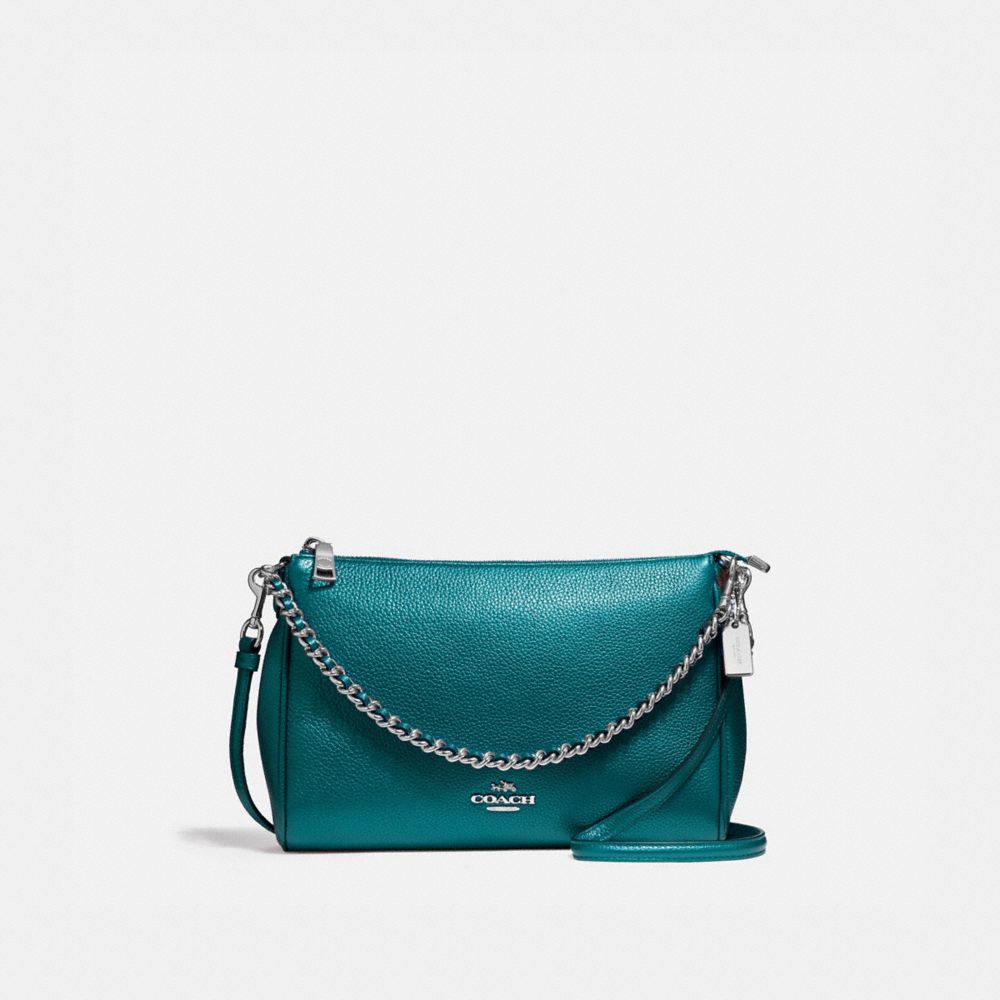 CARRIE CROSSBODY - BLACK ANTIQUE NICKEL/METALLIC DARK TEAL - COACH F22207