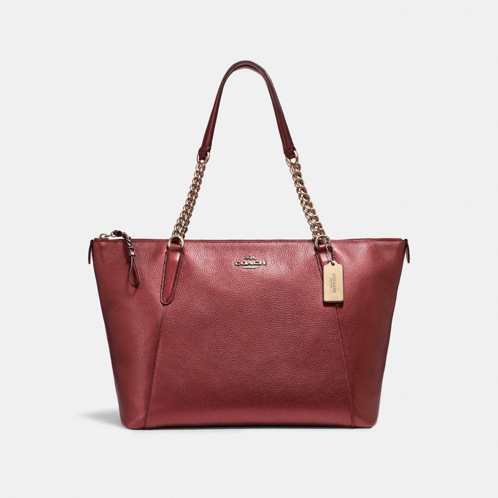 AVA CHAIN TOTE - LIGHT GOLD/METALLIC CHERRY - COACH F22208