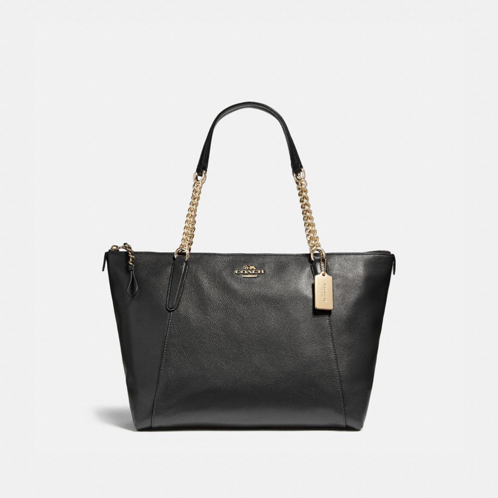 AVA CHAIN TOTE - f22211 - LIGHT GOLD/BLACK