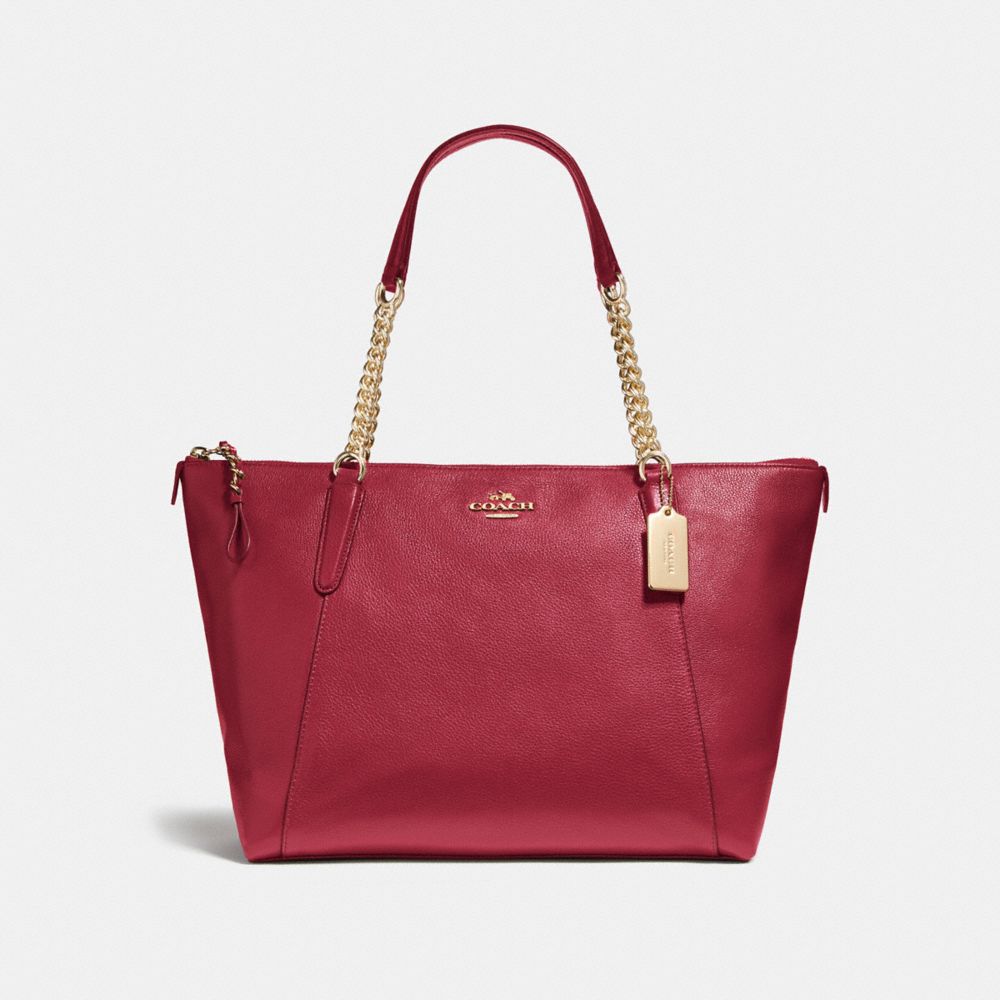 COACH f22211 AVA CHAIN TOTE LIGHT GOLD/DARK RED