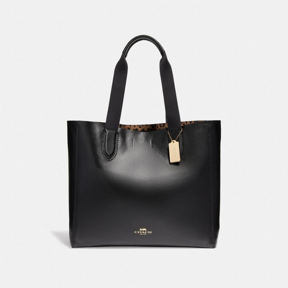 LARGE DERBY TOTE - COACH f22218 - LIGHT GOLD/BLACK