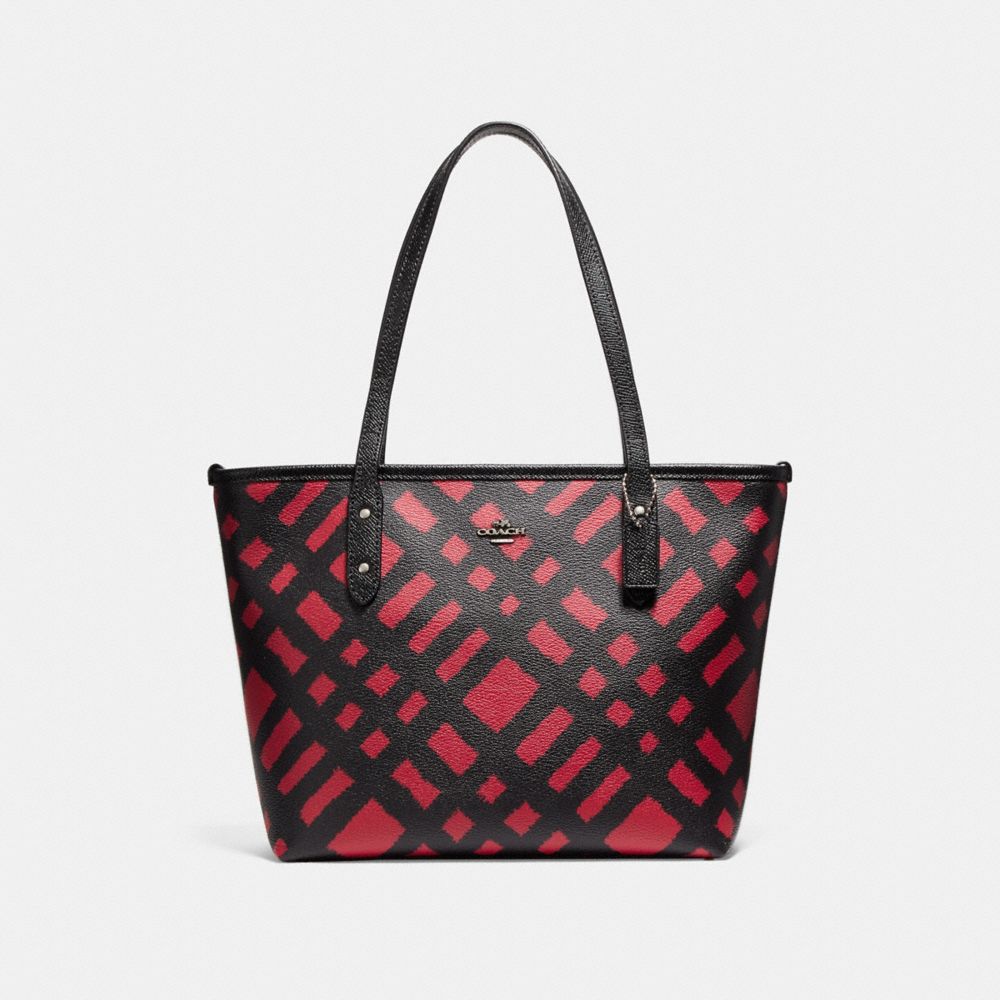 MINI CITY ZIP TOTE WITH WILD PLAID PRINT - COACH f22246 - SVMRT