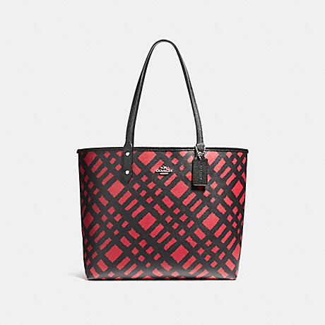 COACH REVERSIBLE CITY TOTE WITH WILD PLAID PRINT - SVMUV - f22247