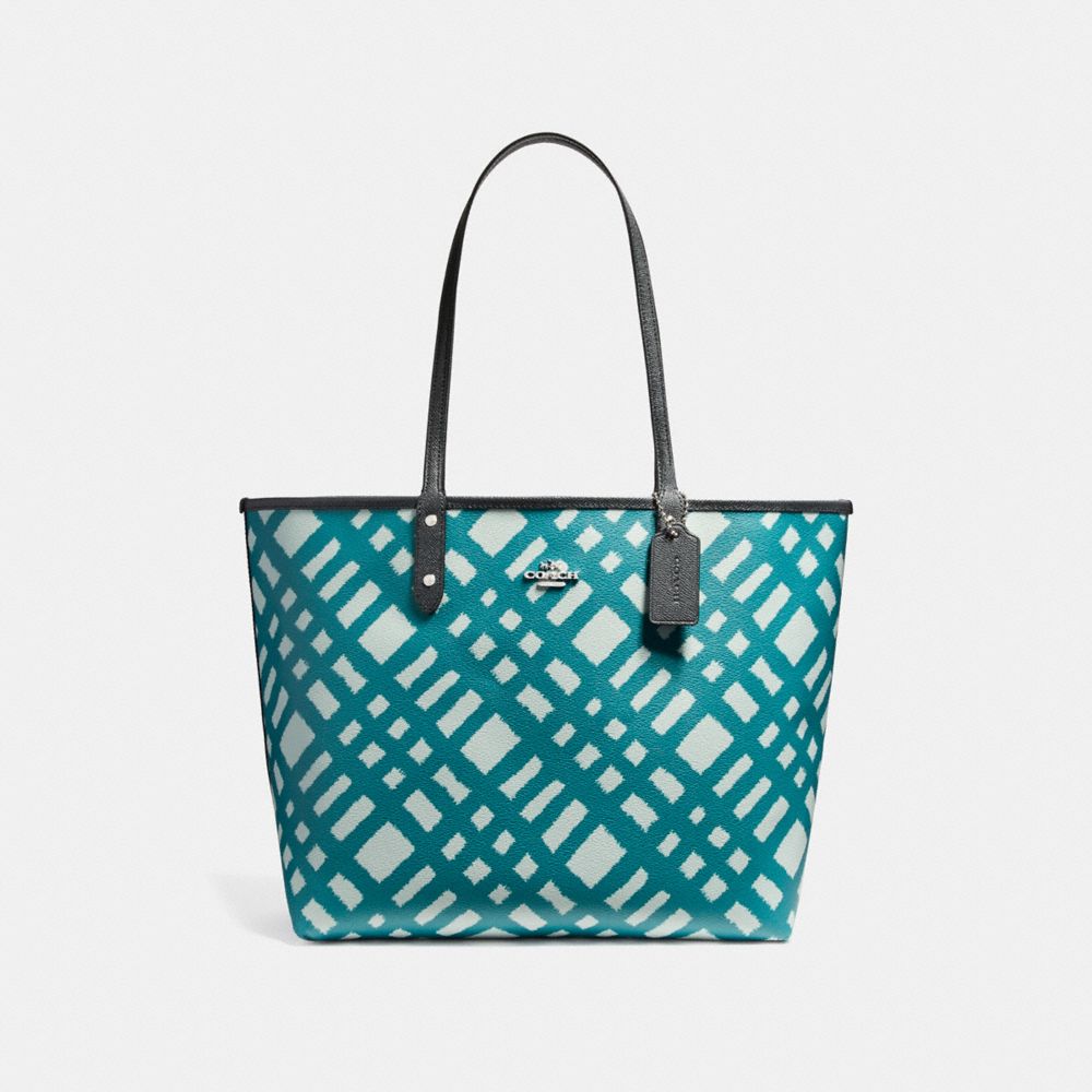 COACH F22247 - REVERSIBLE CITY TOTE WITH WILD PLAID PRINT SVMVB