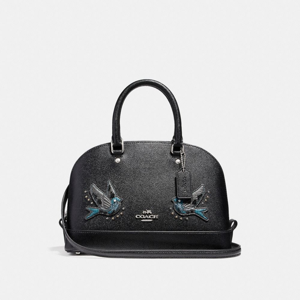 MINI SIERRA SATCHEL WITH BIRD - SILVER/BLACK - COACH F22254