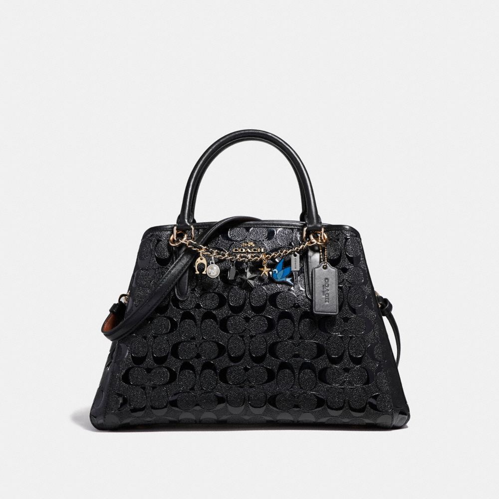 COACH SMALL MARGOT CARRYALL WITH BRACELET - LIGHT GOLD/BLACK - f22259