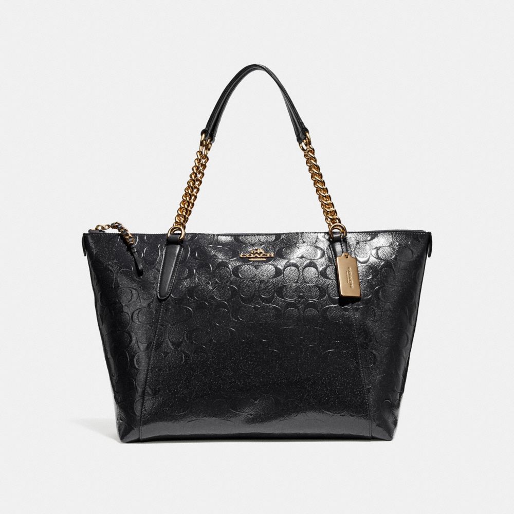 AVA CHAIN TOTE - f22260 - LIGHT GOLD/BLACK