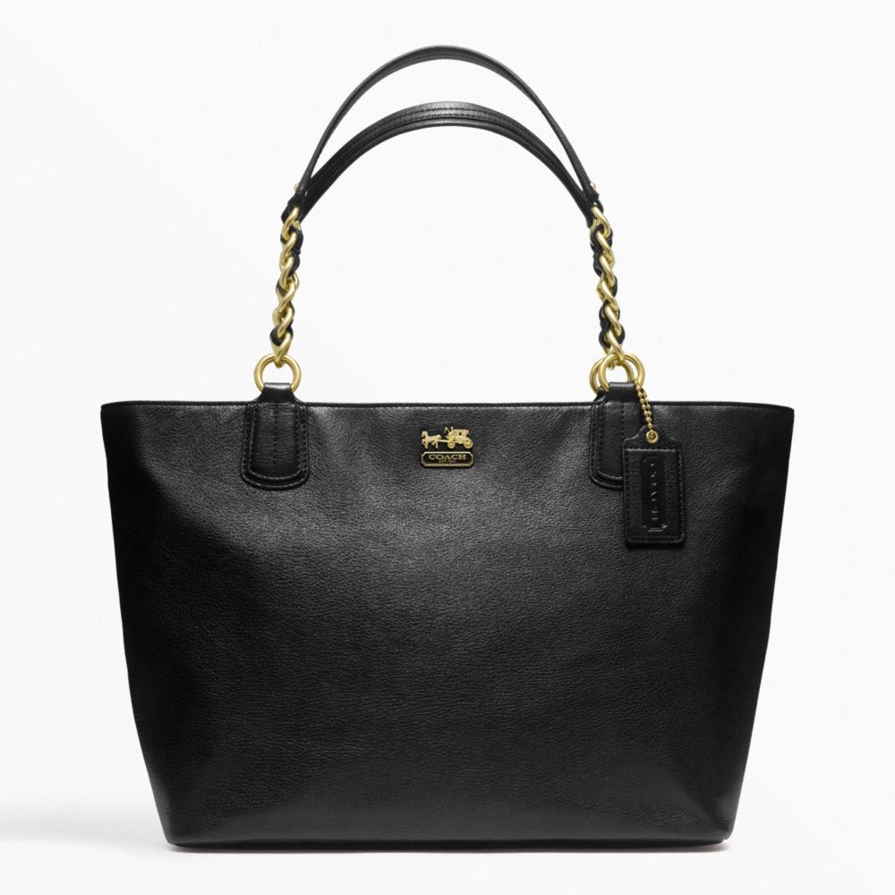 MADISON LEATHER LARGE TOTE - f22263 - BRASS/BLACK