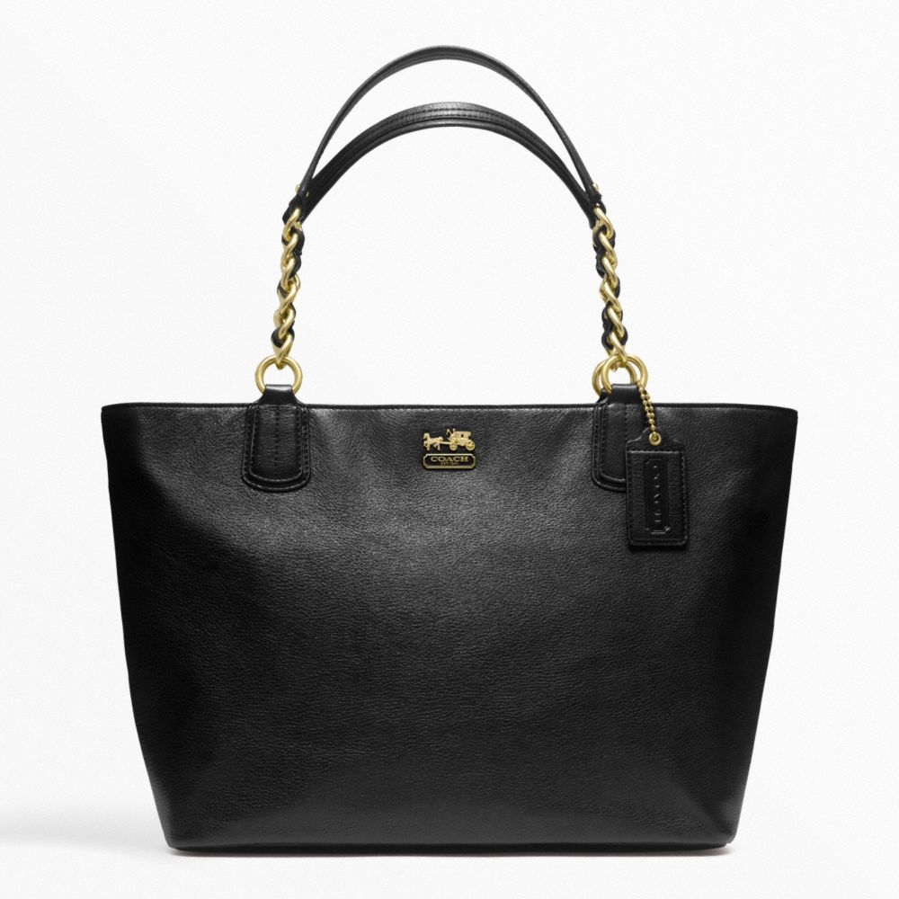 COACH MADISON LEATHER LARGE TOTE - BRASS/BLACK - f22263