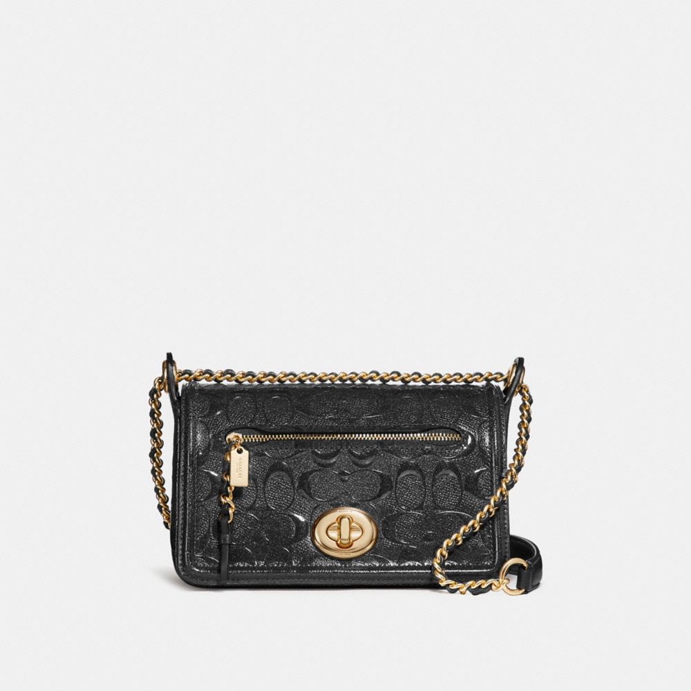 LEX SMALL FLAP CROSSBODY - f22292 - LIGHT GOLD/BLACK