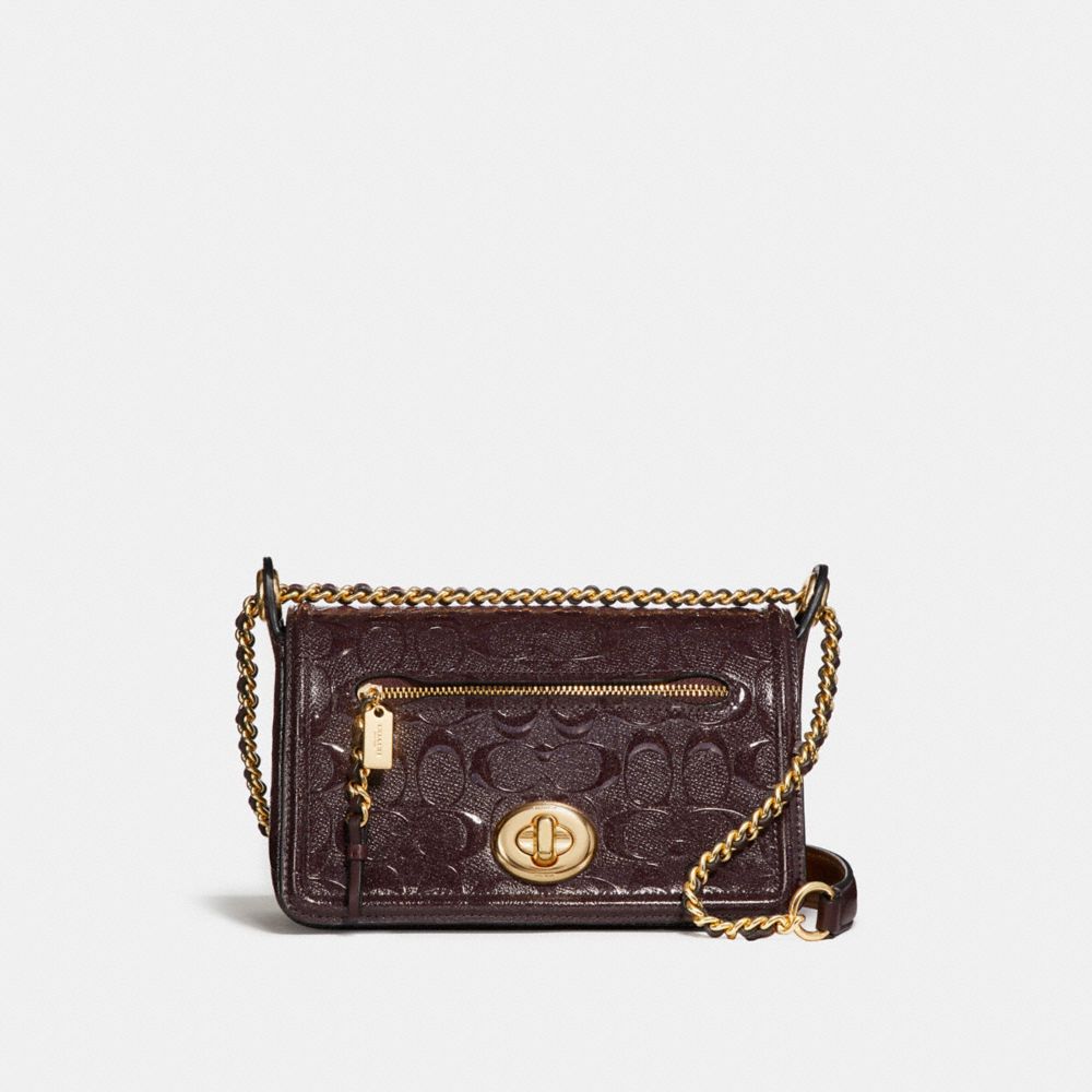 COACH F22292 LEX SMALL FLAP CROSSBODY LIGHT-GOLD/OXBLOOD-1