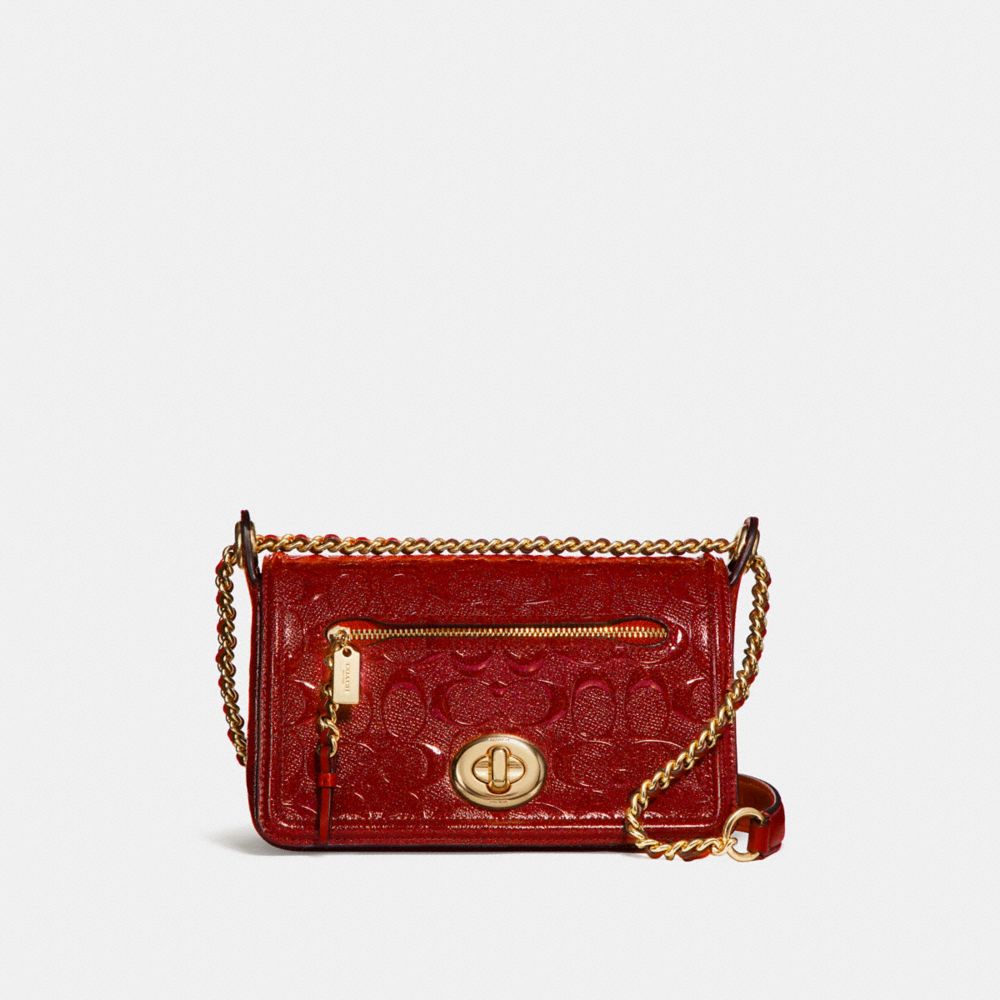 COACH F22292 LEX SMALL FLAP CROSSBODY LIGHT-GOLD/DARK-RED