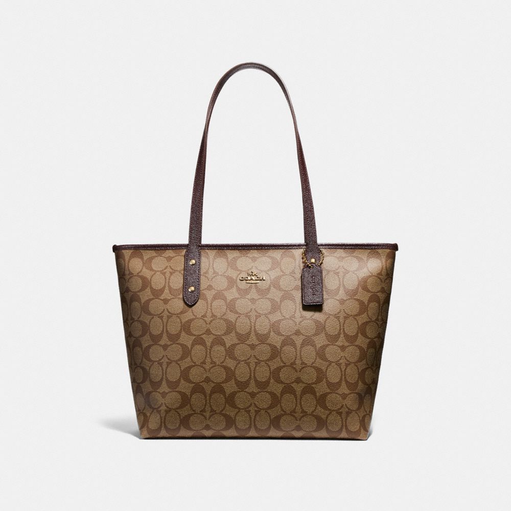 CITY ZIP TOTE - LIGHT GOLD/KHAKI - COACH F22296