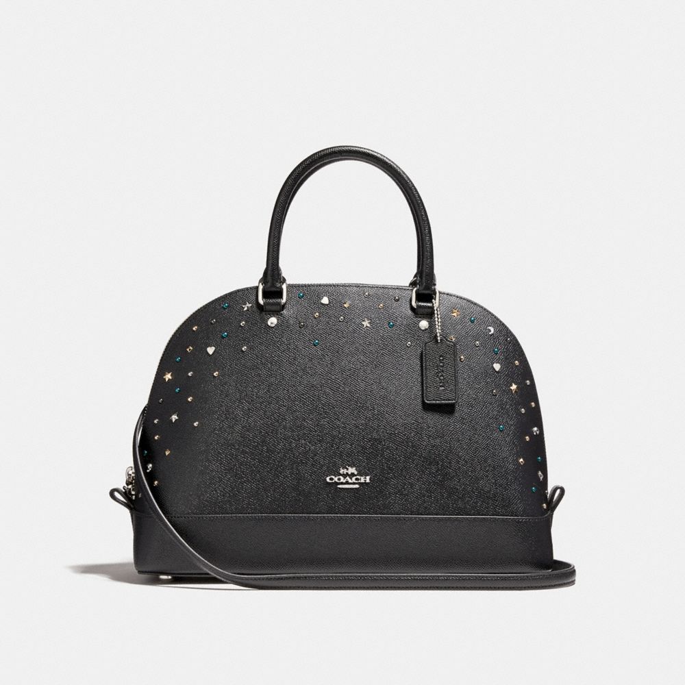 COACH F22300 - SIERRA SATCHEL WITH STARDUST STUDS SILVER/BLACK