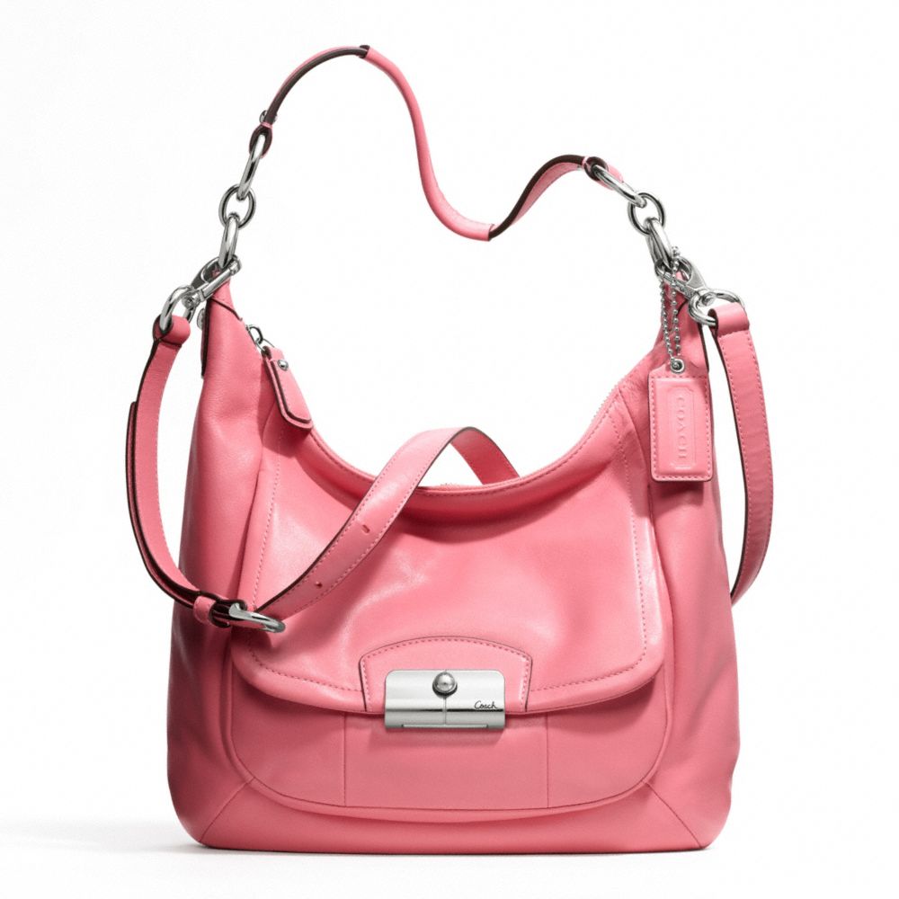 KRISTIN LEATHER HOBO - SILVER/ROSE - COACH F22306