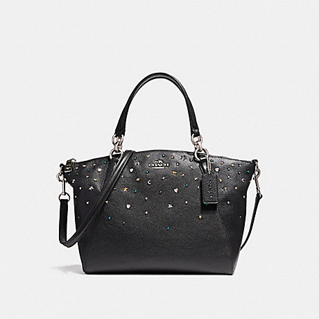 COACH F22312 SMALL KELSEY SATCHEL WITH STARDUST STUDS SILVER/BLACK