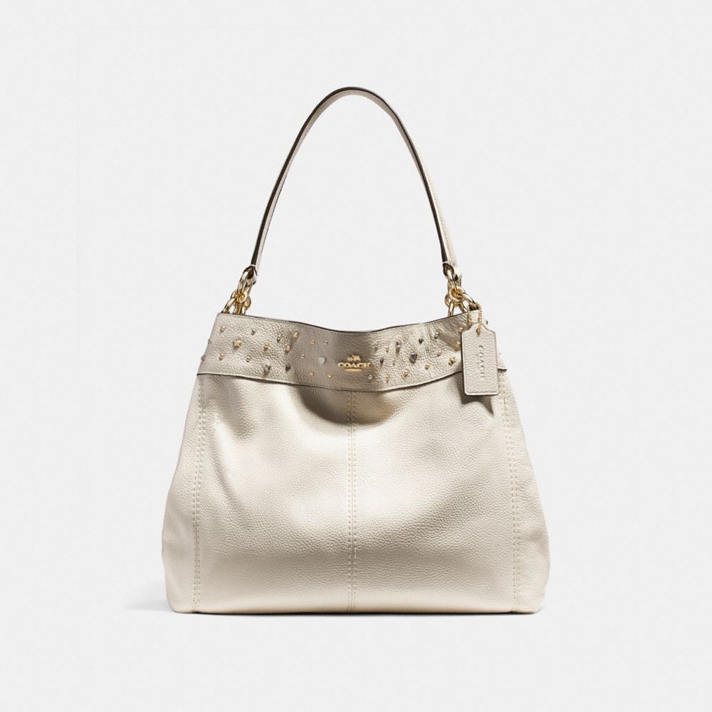 LEXY SHOULDER BAG WITH STARDUST STUDS - f22314 - LIGHT GOLD/CHALK