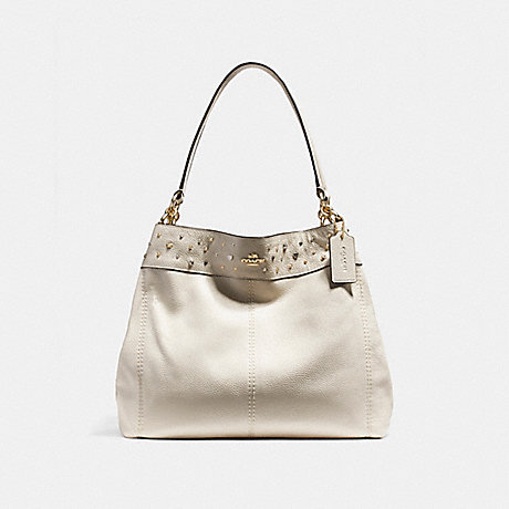 COACH LEXY SHOULDER BAG WITH STARDUST STUDS - LIGHT GOLD/CHALK - f22314
