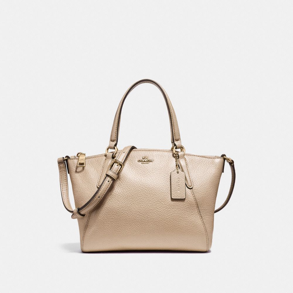 COACH f22316 MINI KELSEY SATCHEL IN METALLIC PEBBLE LEATHER LIGHT GOLD/PLATINUM