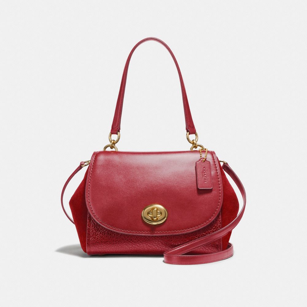 COACH f22348 FAYE CARRYALL LIGHT GOLD/TRUE RED