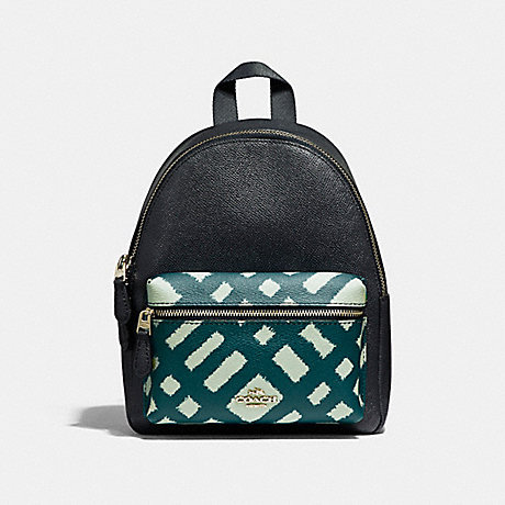 MINI CHARLIE BACKPACK WITH WILD PLAID PRINT POCKET - COACH F22352 - SVMUZ