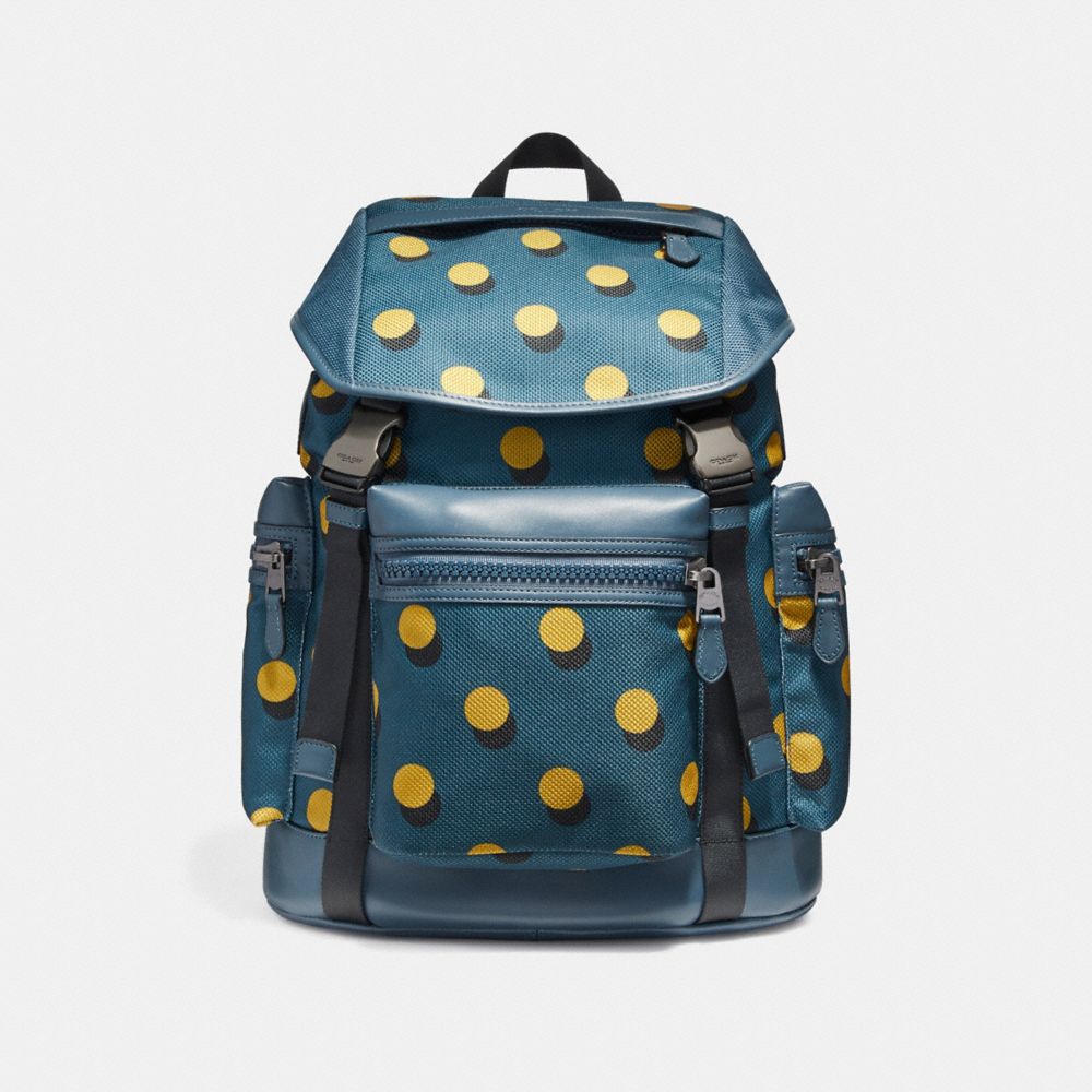 COACH F22360 - TERRAIN TREK PACK WITH OPTICAL DOT PRINT BLACK ANTIQUE NICKEL/MUSTARD MULTI DOT