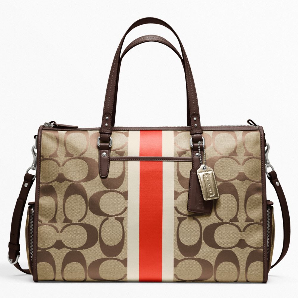 COACH F22364 BABY BAG SIGNATURE STRIPE DOUBLE ZIP TOTE ONE-COLOR