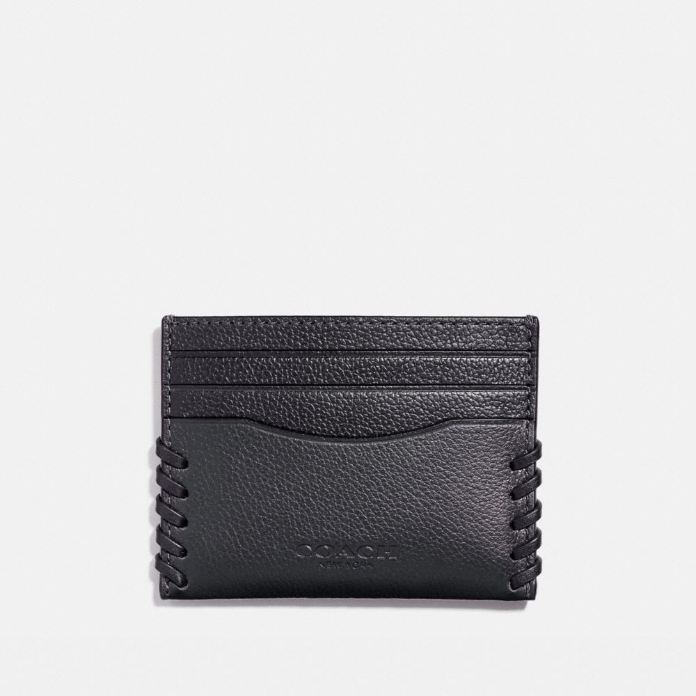 COACH F22370 - SLIM CARD CASE WITH BASEBALL STITCH - BLACK | COACH