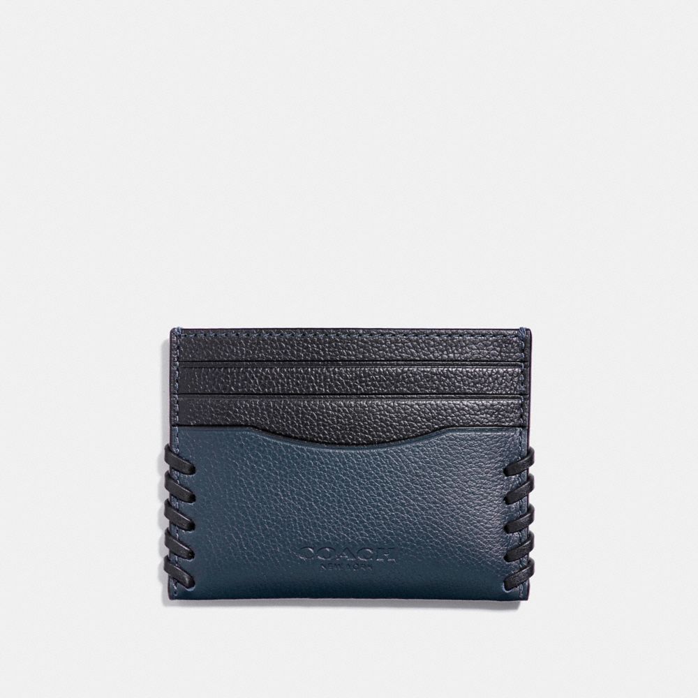 COACH F22370 Slim Card Case With Baseball Stitch DENIM/MIDNIGHT