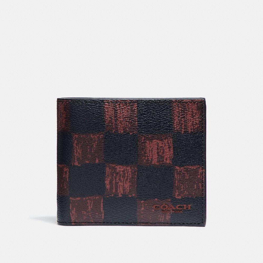 COACH F22375 3-IN-1 WALLET WITH GRAPHIC CHECKER PRINT OXBLOOD-MULTI-CHECKER