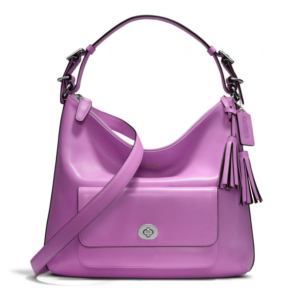 LEATHER COURTENAY HOBO - f22381 - SILVER/PERIWINKLE