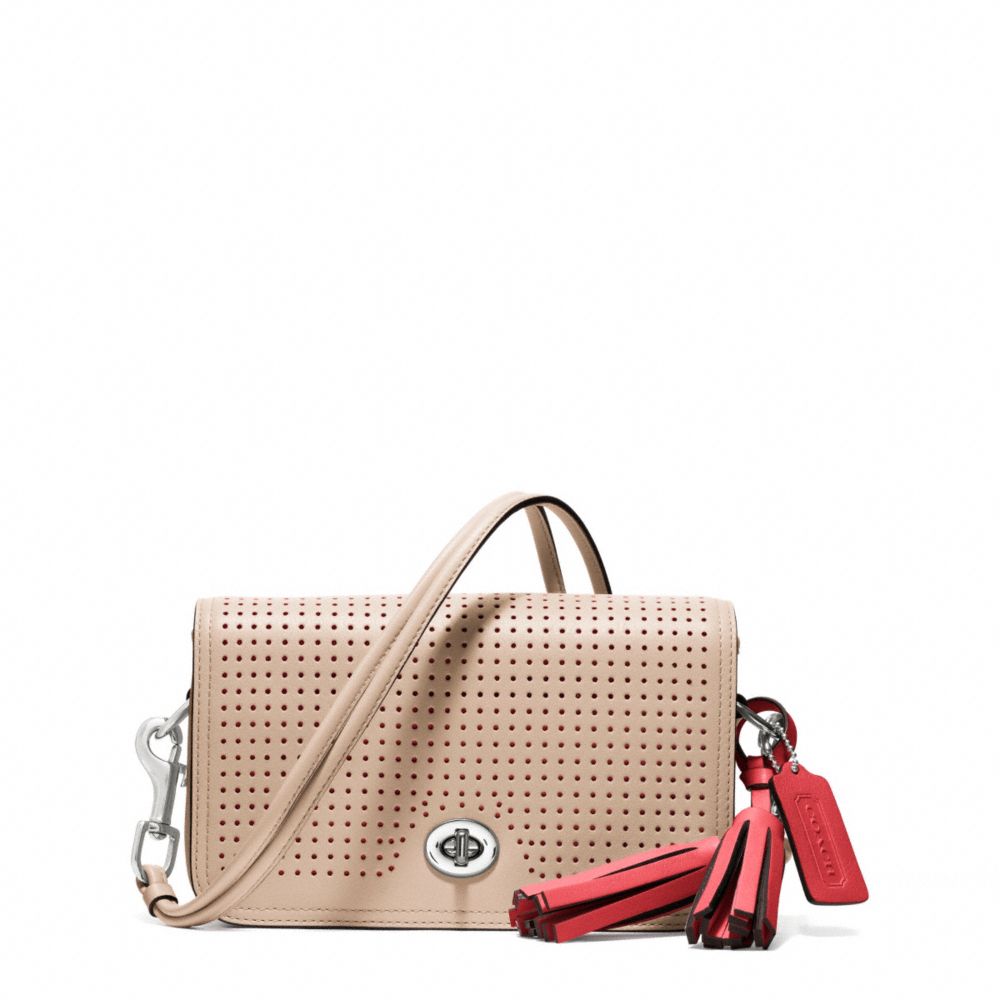 COACH PERFORATED LEATHER PENNY SHOULDER PURSE - ONE COLOR - F22387