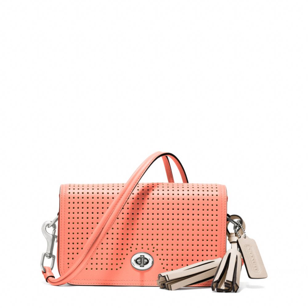 COACH PERFORATED LEATHER PENNY SHOULDER PURSE - ONE COLOR - F22387