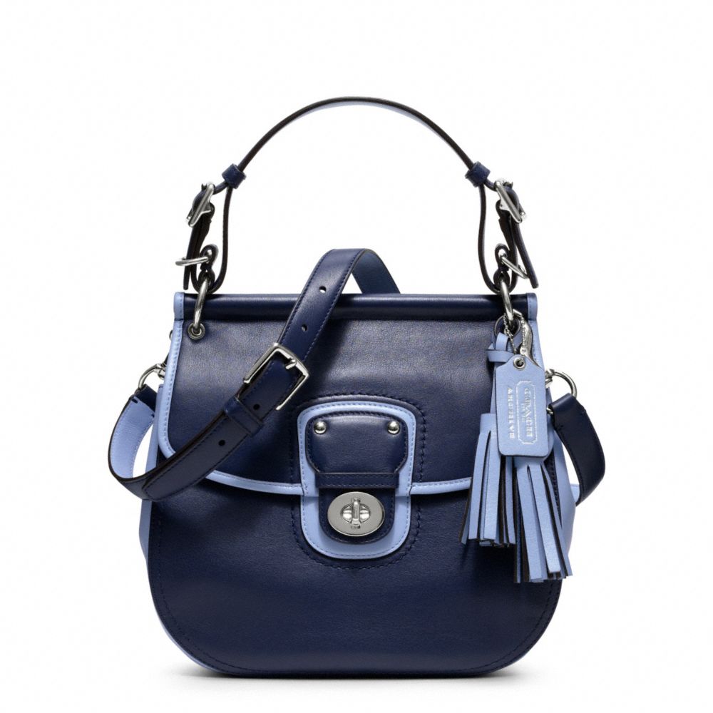 COACH F22409 Archival Two-tone Leather Willis SILVER/NAVY/CHAMBRAY