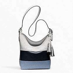 PERFORATED RUGBY STRIPE DUFFLE - SILVER/DARK NAVY MULTICOLOR - COACH F22412