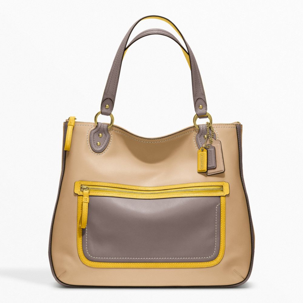 COACH POPPY LEATHER COLORBLOCK HALLIE TOTE - ONE COLOR - F22430