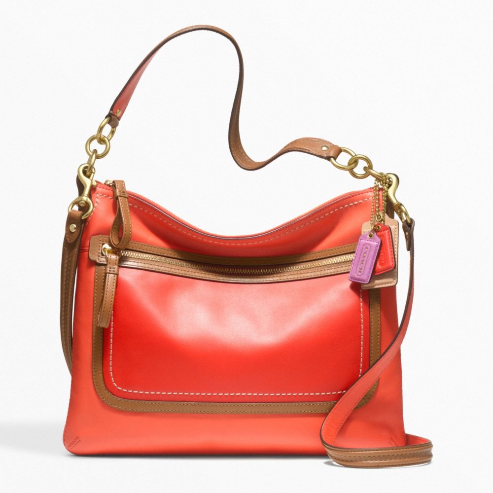 COACH F22432 POPPY PERRI HIPPIE BAG IN COLORBLOCK LEATHER -BRASS/VERMILLION/SUN-ORANGE