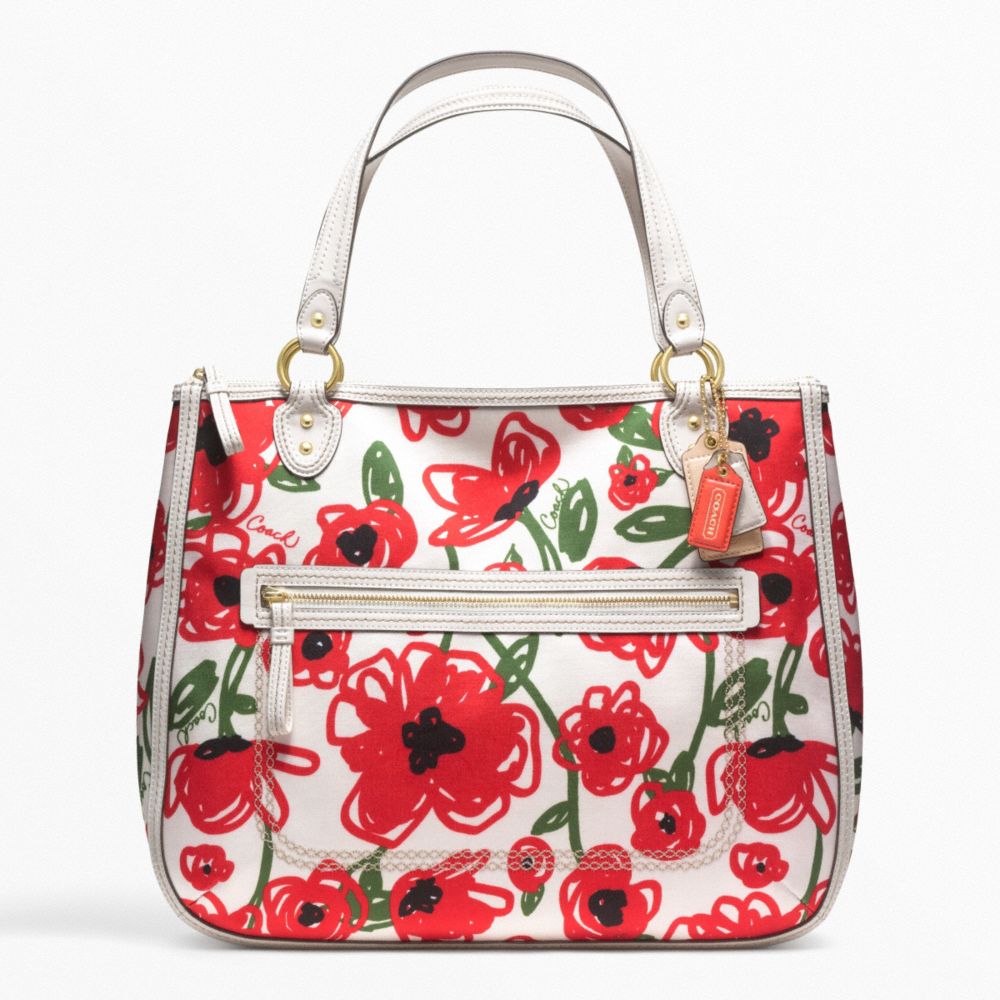 COACH F22442 POPPY FLORAL PRINT HALLIE TOTE ONE-COLOR
