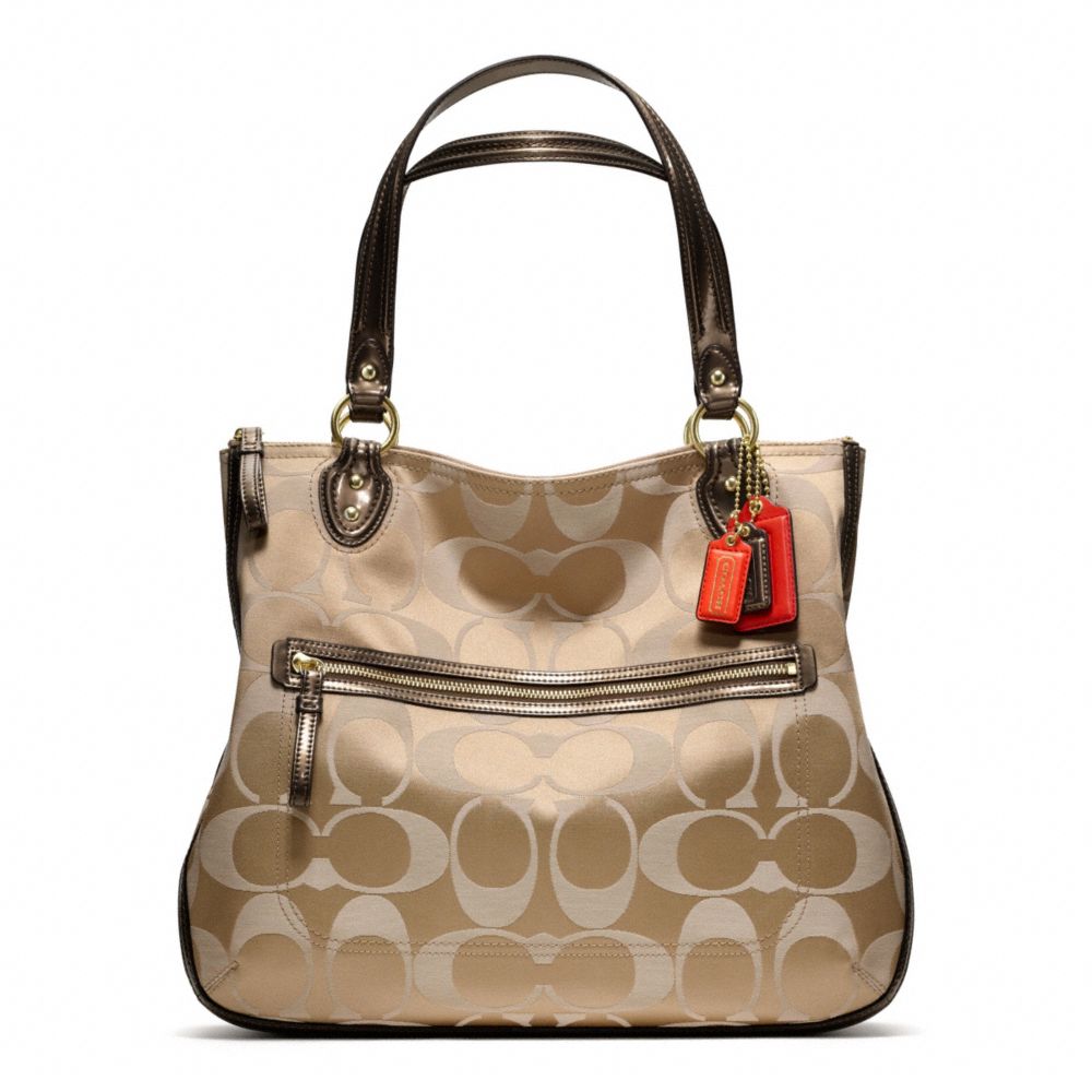 COACH F22463 POPPY SIGNATURE SATEEN HALLIE TOTE ONE-COLOR