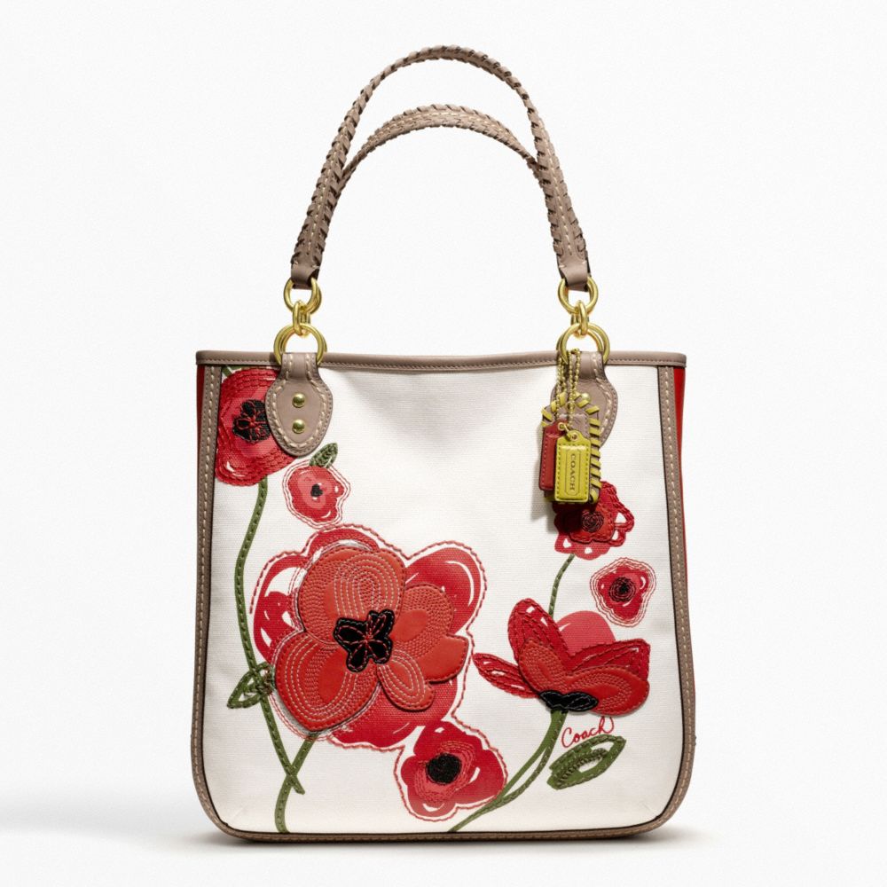 COACH f22479 POPPY PLACED FLOWER TOTE 