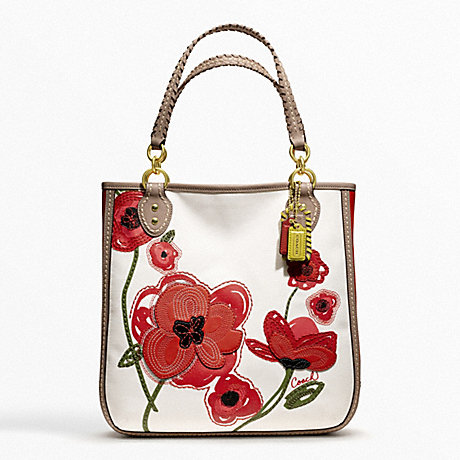 COACH f22479 POPPY PLACED FLOWER TOTE 