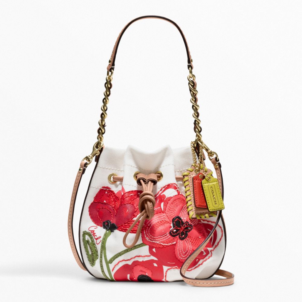 COACH F22480 Poppy Placed Flower Small Drawstring Pouch 