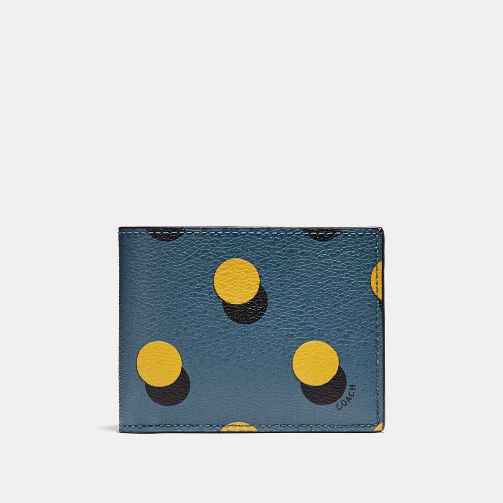 SLIM BILLFOLD WALLET WITH OPTICAL DOT PRINT - COACH f22492 -  MUSTARD MULTI DOT