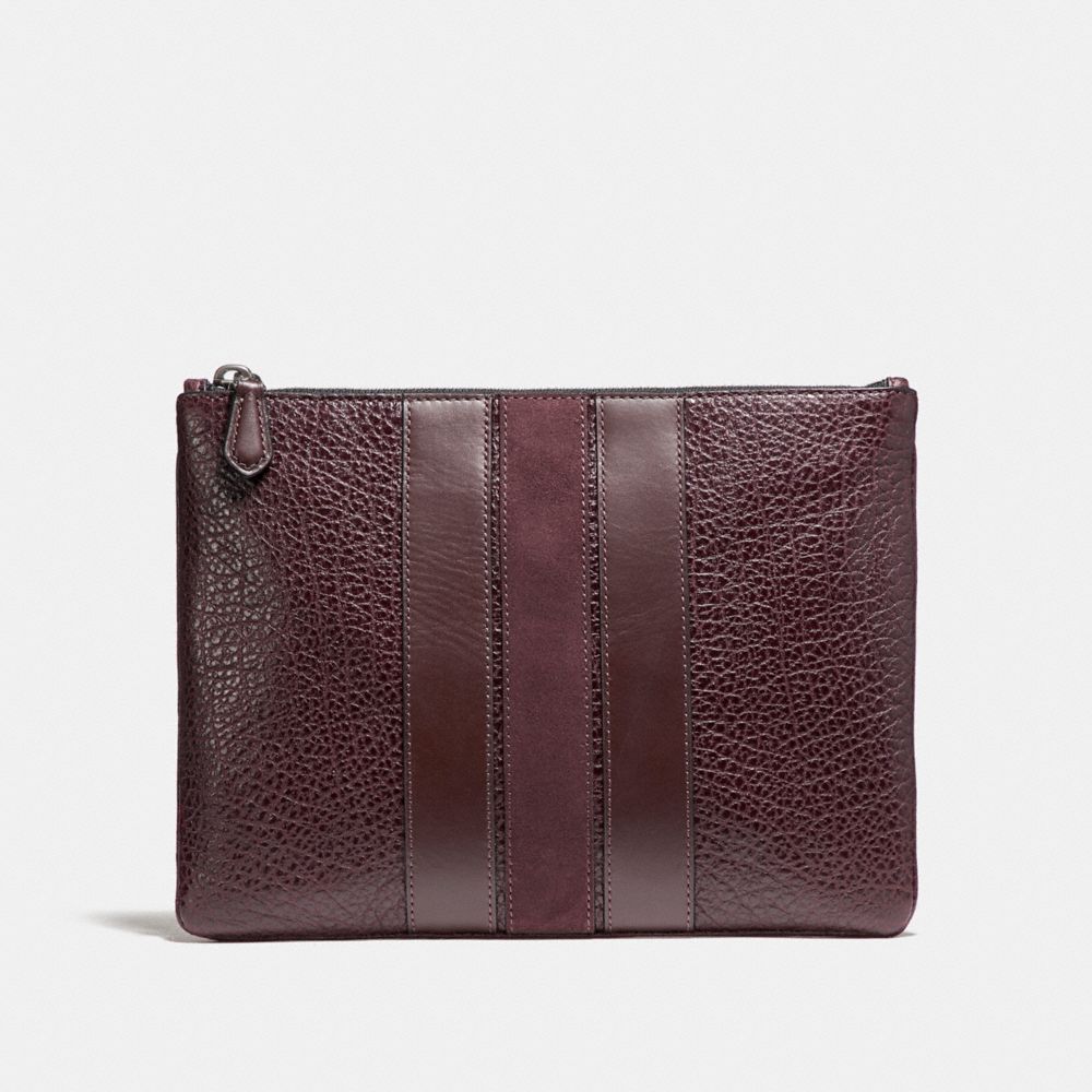 MEDIUM POUCH WITH VARSITY STRIPE - f22499 - OXBLOOD